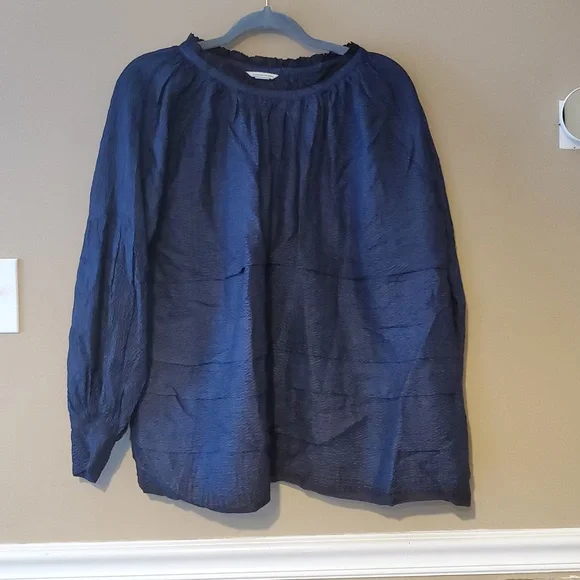 Runaway Bicycle Anna Top In Navy Handloomed Silk Size S/M - Picture 6 of 14